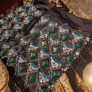 new what tags Marciano black satin mini skirt size 4  jewels encrusted sequin